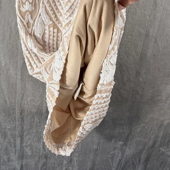 Windsor Nude White Sequin Bodycon Mini Dress Small - Picture 7 of 11